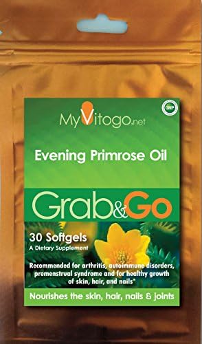 Evening Primrose Oil 1500mg Cold-Pressed Hexane-Free | Grab+Go Packs from MyVitogo | 30 Softgels in a Popular &amp; Convenient Zip-Pouch