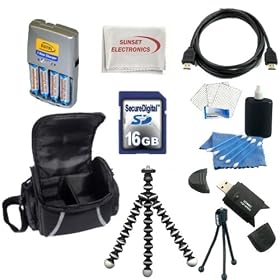 SSE Premium Point & Shoot Package for Canon Powershot A1300, A800, A810, SX150, SX160 Digital Cameras. Includes: AA Batteries + Rapid Charger, Carrying Case, 16gb SDHC Memory Card, HDMI Cable and more...
