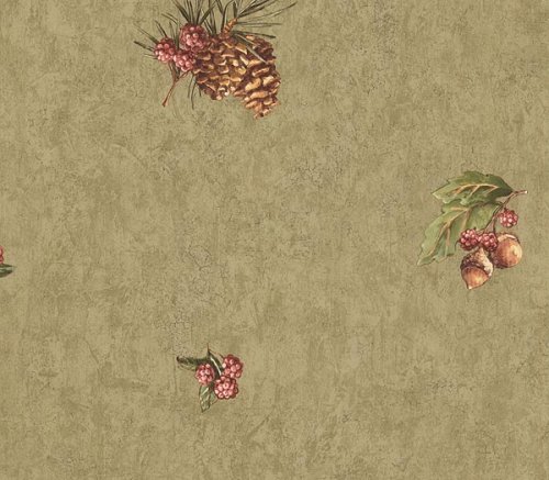 Sage Leaf & Acorn Wallpaper