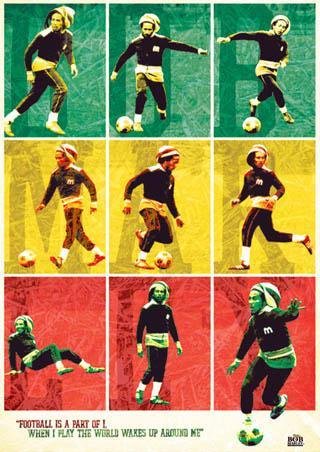 Bob Marley (Playing Soccer) Music Poster Print - 24