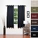 Premium Solid Grommet Top Thermal Insulated Blackout Curtain 183 cm L-1 Pair-BLACK