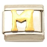 "M" Italian Charm Gold Plated 9mm