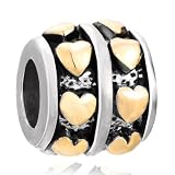 Pugster Charm Lover Bead Drum Shaped Heart Plated European Lover Bead Chamilia Biagi Fit Pandora