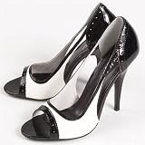 Highest Heel Women's AUDREY-09, 5 Cutout Spectator Pump W/ Trim Detail, Red White, Black White.