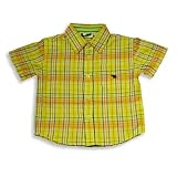 Cool Island - Toddler Boys and Boys Short Sleeve Plaid Button Down Shirt, Yellow, Blue, Orange (Size 3T)