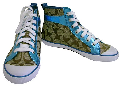 Coach Britney Khaki Aqua High Top Sneakers product image