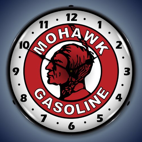 Mohawk Gasoline Lighted Wall Clock