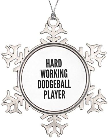 Follies Christmas Hard Working Dodgeball Player Snowflake Pewter Christmas Ornament