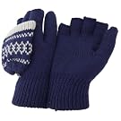 Ladies/Womens Capped Winter Patterned Fingerless Gloves
