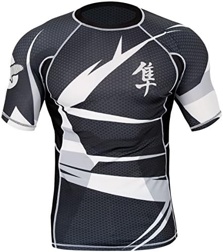 Hayabusa Men's Metaru 47 Rashguard Short Sleeve MMA Large Black/White
