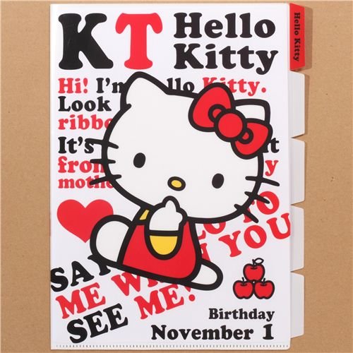 Imagen 1 de Carpeta plástico A4 5 pestañas Hello Kitty corazón manzana