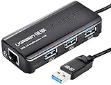 Ugreen 3 Ports USB 3.0 Hub with 10/100Mbps Fast Ethernet LAN Wired Network Support Windows 8.1/8/7, XP, Vista, Mac OS X and Linux Compatible for Windows Surface Pro,IdeaPaD, MacBook Air, MacBook Retina ,Chromebook and More by UGREEN GROUP LIMITED [並行輸入品]