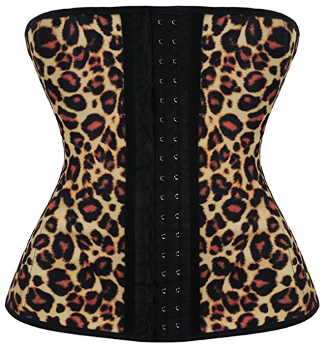 YIANNA Women s Latex Sport Girdle Waist Training Corset Waist Shaper (Yellow Leopard)