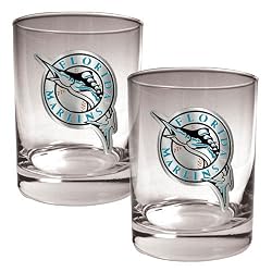 Florida Marlins MLB 2pc Rocks Glass Set - Primary Logo by Great American Products
