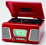 Rx 1 Nostalgic Record Deck 60s Style Red music Sytem Turntable Music Player With Radio Made For Digitel Technology