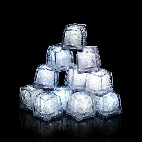 ELnice® LED Ice Cubes Light Water Submersible,Light Up Wedding Party Club Decorative,Pure White (12)