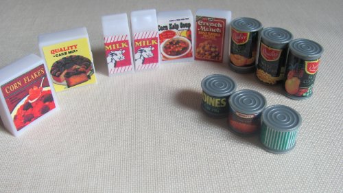 Detail image Barbie Size Dollhouse Furniture- Miniature Refrigerator Food Canned Food Milk
