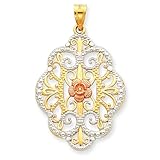 IMAGE OF 14k Two-Tone and Rhodium Filigree Flower Pendant