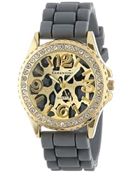 Cerentino Womens CR101-GRY  Grey Silicone Rubber Leopard Print Dial Watch
