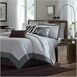 IMAGE OF Madison Park Sasha 7 Piece Comforter Set - Grey - Cal King