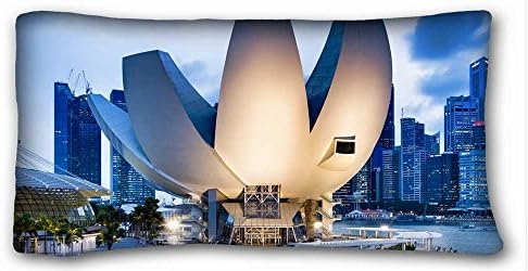 Custom ( City building Skyscrapers embankment crane ) Popular 20x36 inch One Side Pizza Rectangle Pillowcase suitable for Queen-bed PC-Red-19630