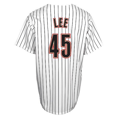 MLB Men's Houston Astros Carlos Lee White/Black Pinstrps Home Short Sleeve 6 Button Synthetic Replica Baseball Jersey Big & Tall Spring 2012  (White/Black Pinstrps, XXXX-Large)