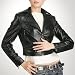 BGSD Women's Cropped Lambskin Leather Motorcycle Jacket