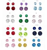 Sterling Silver 4mm/6mm Birthstone CZ Earrings Set