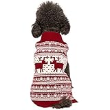 Blueberry Pet 10-Inch Back Length Vintage Reindeer Christmas Holiday Festive Dog Sweater
