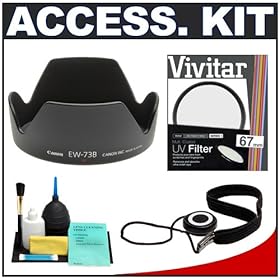Canon EW-73B Lens Hood + 67mm UV Glass Filter + CapKeeper 2 Lens Cap Strap + Deluxe 6-Piece Lens Cleaning Kit for Canon EF-S 17-85mm f/4-5.6 IS Lens