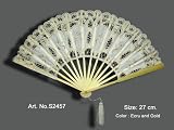Beautiful Battenburg Lace Fan with Embroidery