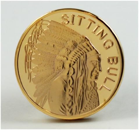 1/2 Troy Ounce 24k 100 Mills Indian Head Sitting Bull Gold Clad Ingot Coin Design- World Treasures Mint