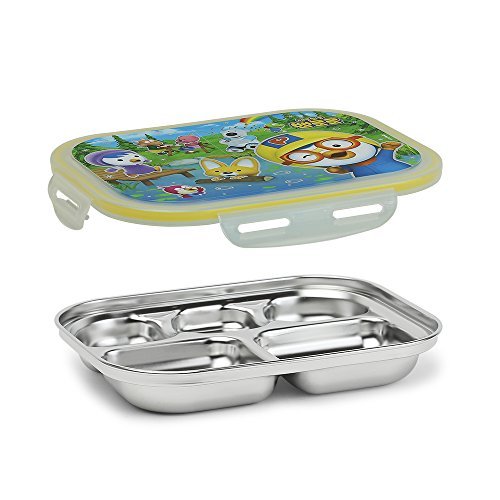 Pororo Airtight Stainless Steel Divided Bento Box - Yellow