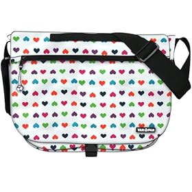  Yak Pak Basic Shoulder Bag - White Multi Hearts - 614-126