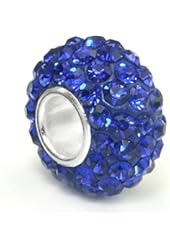 Sterling Silver Blue Crystal Ball Bead Charm