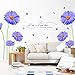 Woooow DIY Blue flowers Removable Mural PVC Wall Art Decal Sticker