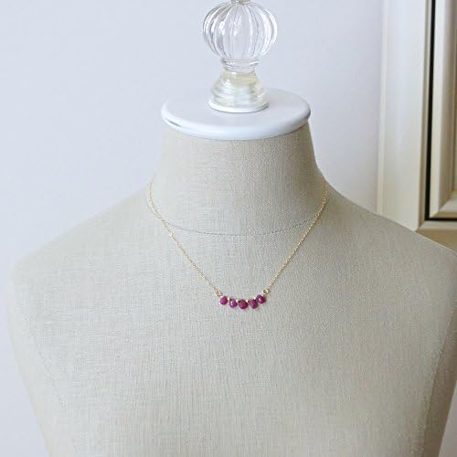 14k Solid Gold - Natural untreated ruby petite necklace