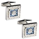Shirt Stud Set Silver Zircon Gemstone Cufflinks (cflng256)