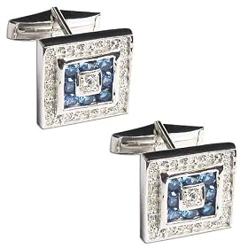 Men's Cufflinks Set in Silver Zircon Gemstone - Romantic Gifts for Him (cflng256)