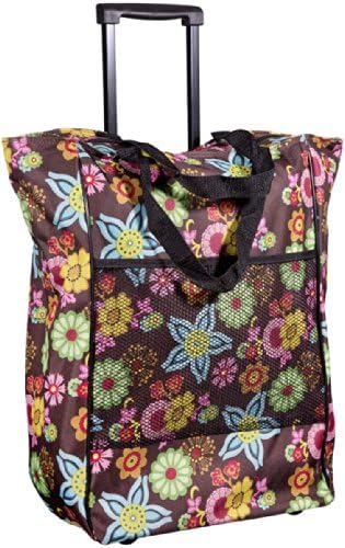 Casual Rolling Tote Bag - Skate Wheels, Retractable Handle, Spacious Main Compartment, Small Mesh Compartment - Travel Tote Bag with Wheels