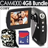 Coby CAM4000 3MP 4X Digital Zoom 2in TFT LCD Digital Camcorder Camera 4GB Bundle