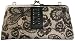 Iron Fist Lacelace Skull Butterfly Lacey Print Vegan Clutch Purse with Removeable Gunmetal Chain Long Strap