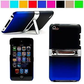 Etui de protection double ton pour Ipod Touch 4�me g�n�ration 64G 32G 16G 8G avec b�quille argent�e (Bleu)