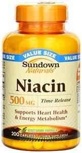 Sundown Naturals Niacin 500 mg, 200 Time Release Caplets