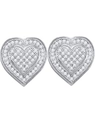 10KT White Gold 0.25 CTW Diamond HEART Earrings