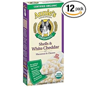 Annie's Homegrown Organic Shells with White Cheddar Mac & Cheese, 6-Ounce Boxes (Pack of 12)
