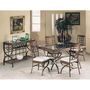 5pc Metal Dining Table and Chairs Set Brown Metal Frame