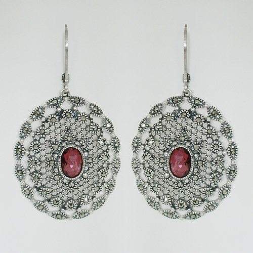 Judith Jack Filigree Earrings with Amethyst