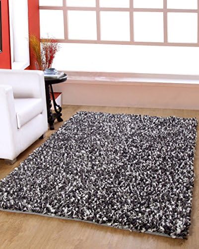 Shines LLC Vogue Shag Collection - (4'x6') Silk Rayon Viscose and Cotton Shag Textured Pattern Accent Royal Shag Dark Grey Area Rugs
