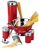 Metro 7-Piece Stainless Steel Pasta Gift Set, Red